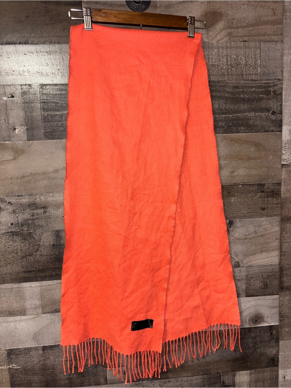 Women’s Orange Fringe 100% Cashmere Scarf 62” w/o fringes